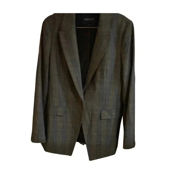 Lafayette 148 Heather One Button Eloquent Plaid Blazer Jacket Size 10 - Picture 3 of 7